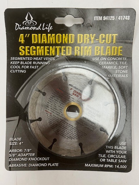 4" Diamond Saw Blade Dry Cut Segmented Rim 5/8&7/8 Arbor Hole Diamond Life 94125