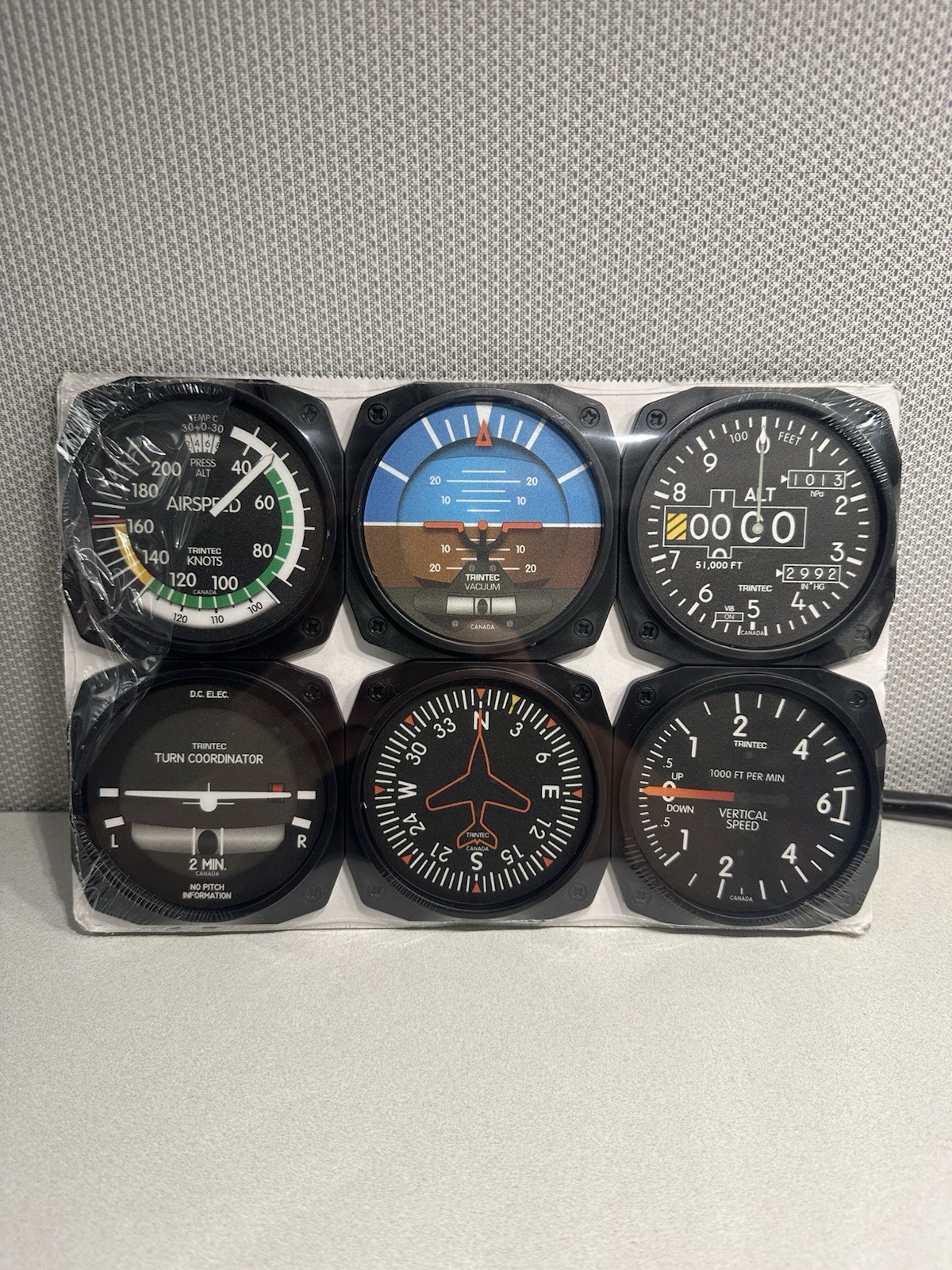 NEW Trintec Aircraft 2060 Instrument Coaster Set 6pc Coasters Aviation Aviatrix