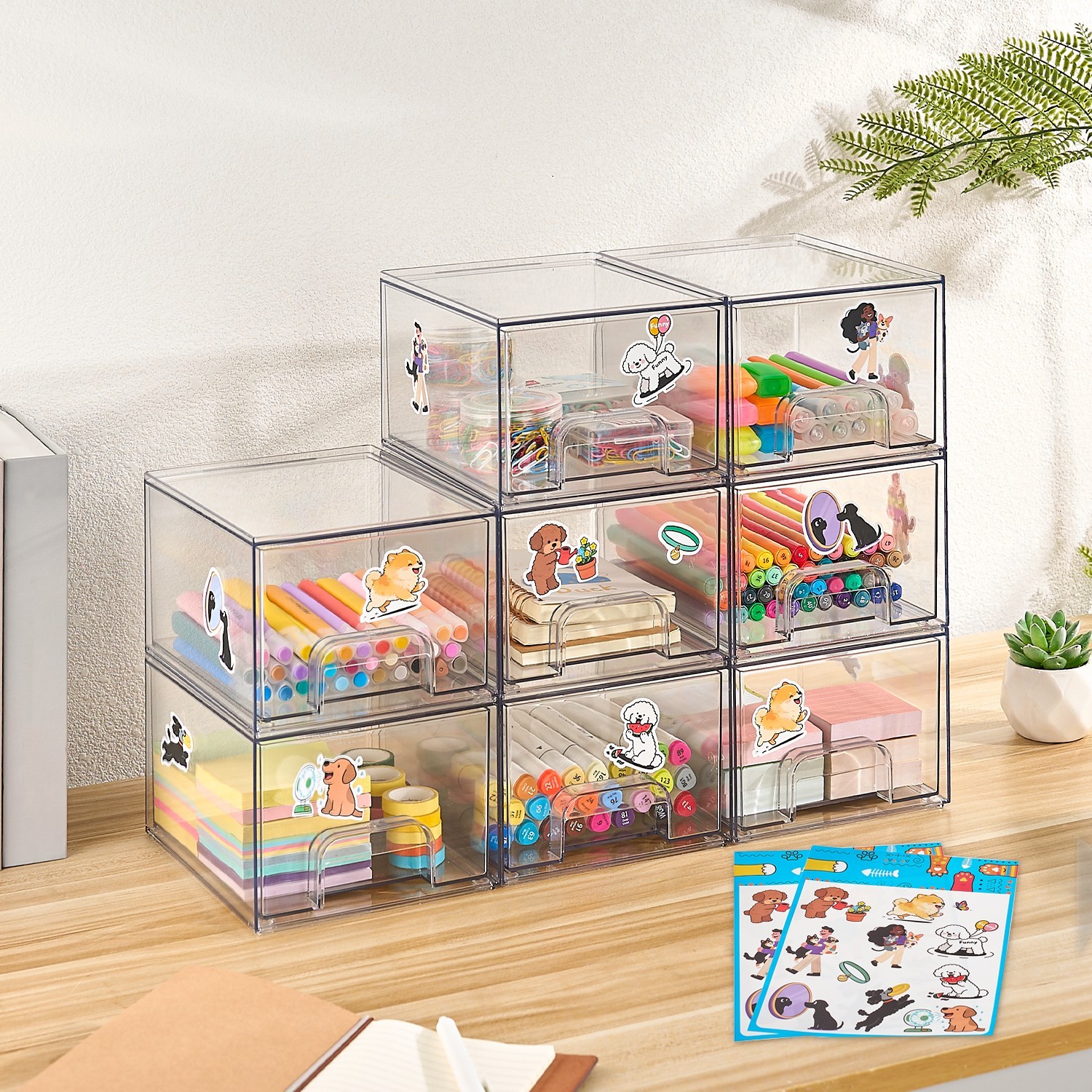 CHEFSTORY  Cosmetic Storage Box, Transparent Acrylic Stackable Storage Drawer