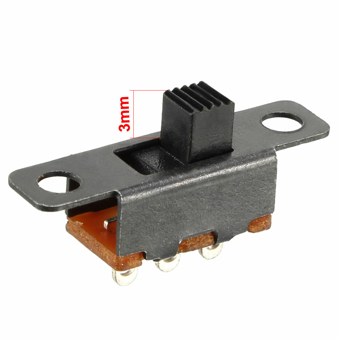 25pcs Vertical sliding switch SPDT 3 terminals PCB panel locking 3 mm-