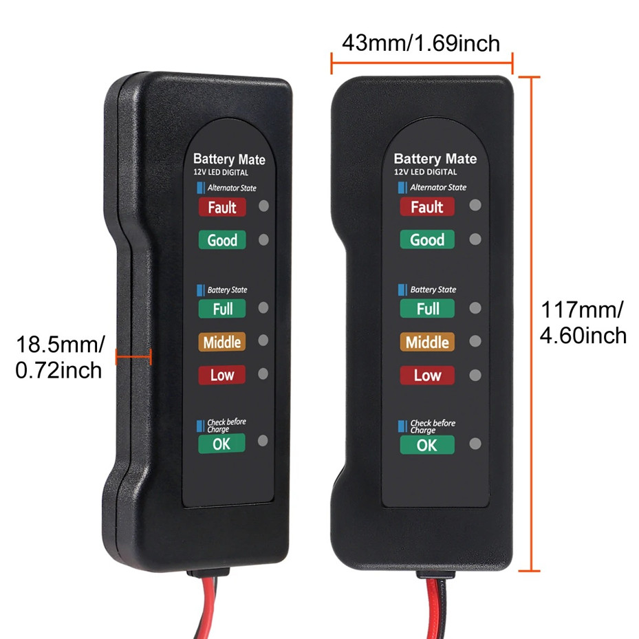 12V Car Battery Tester Alternator Checker LED Charging System Analyzer