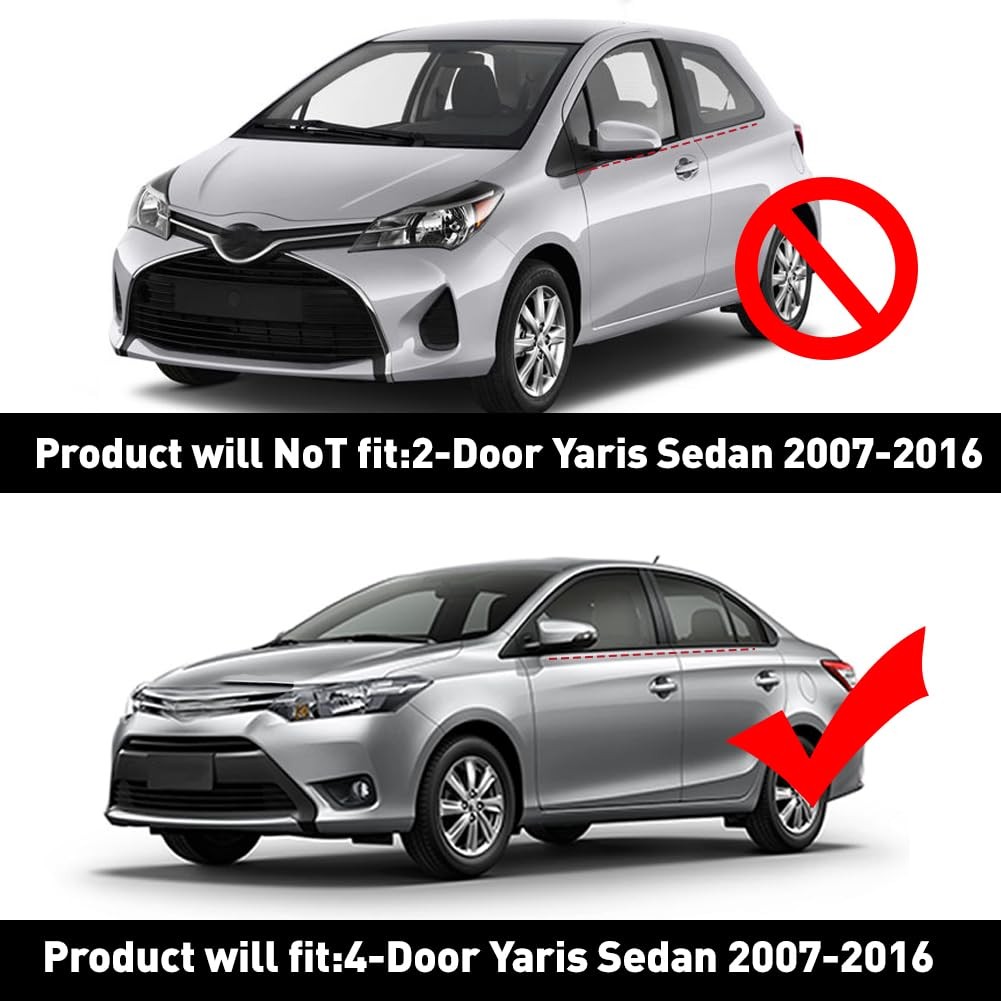 Weatherstrip Window Trim for Toyota Yaris Sedan 2007-2016 Door Outside Chrome