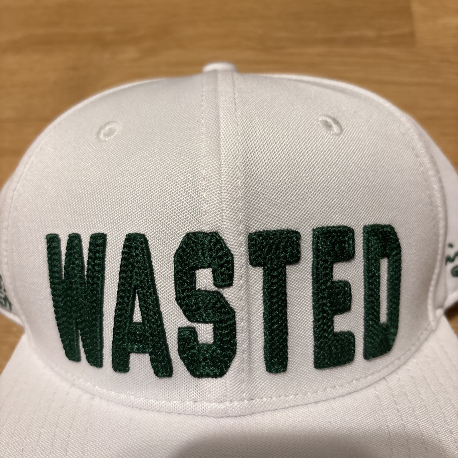 Grindin Golf Co WASTED Desert Open Hat SnapBack Cap White Green Logo