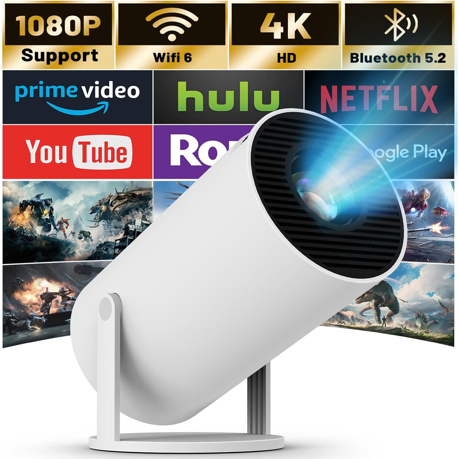 Projector 8000 Lumens 4K 1080P FHD 5G WiFi LED Movie Video Home Theater HDMI USB