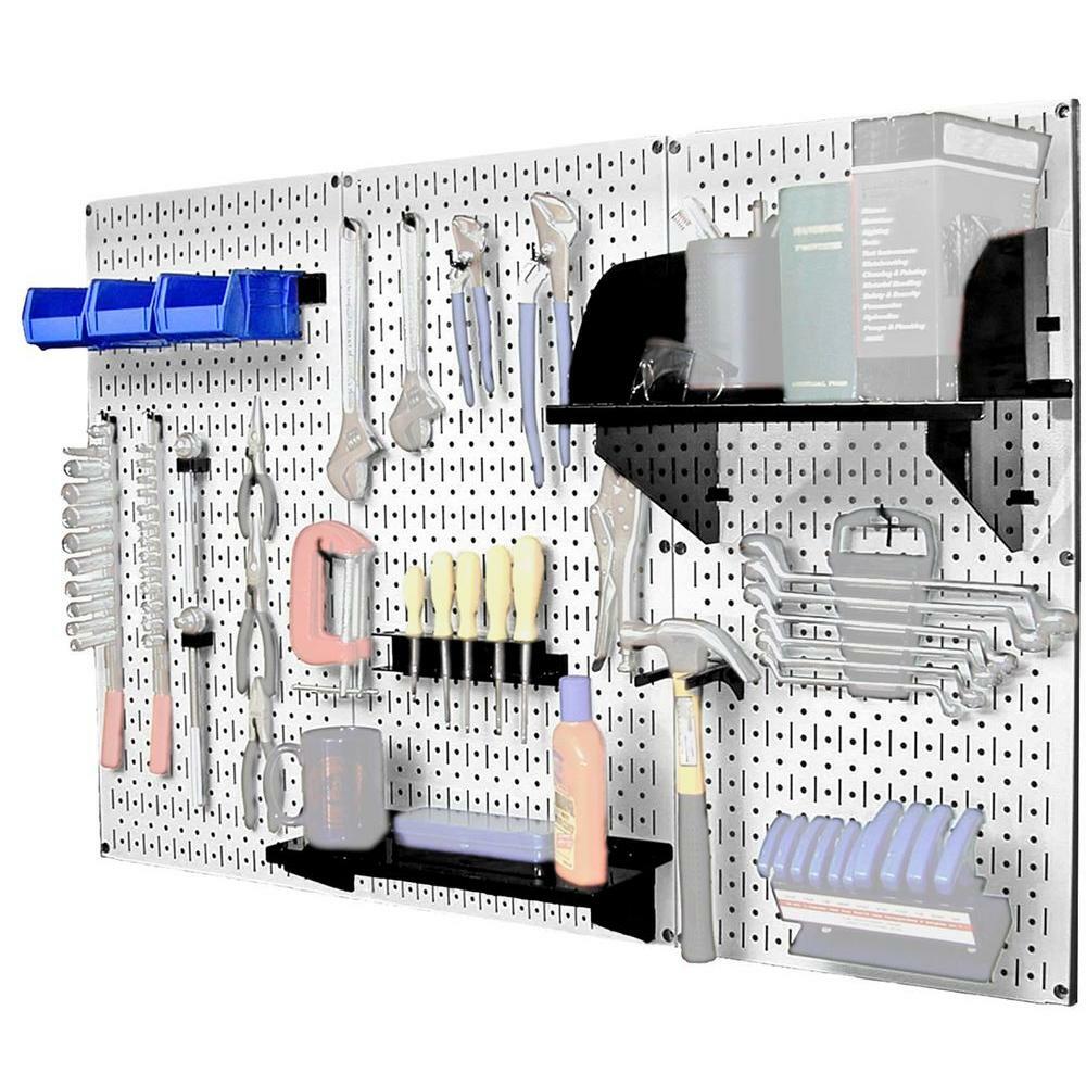 Wall Control Pegboard Standard Tool Storage Kit Patented Hook Slotted Tool Board