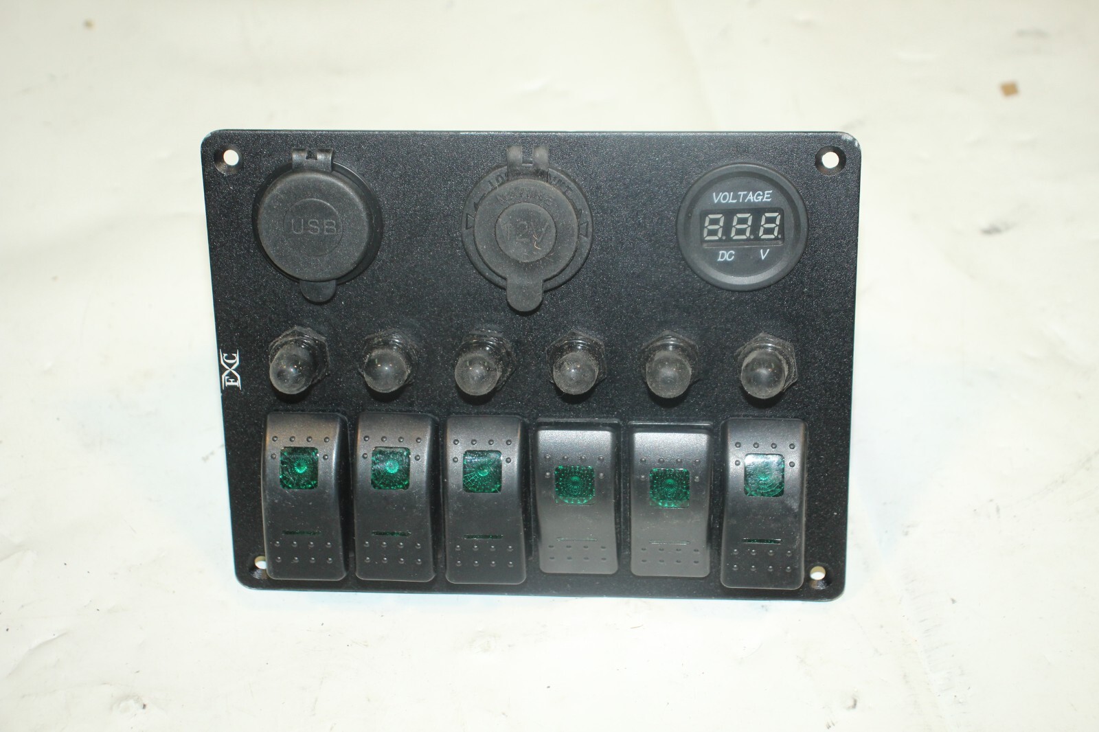 EXC Aluminum 6 Gang Marine Rocker Switch Panel