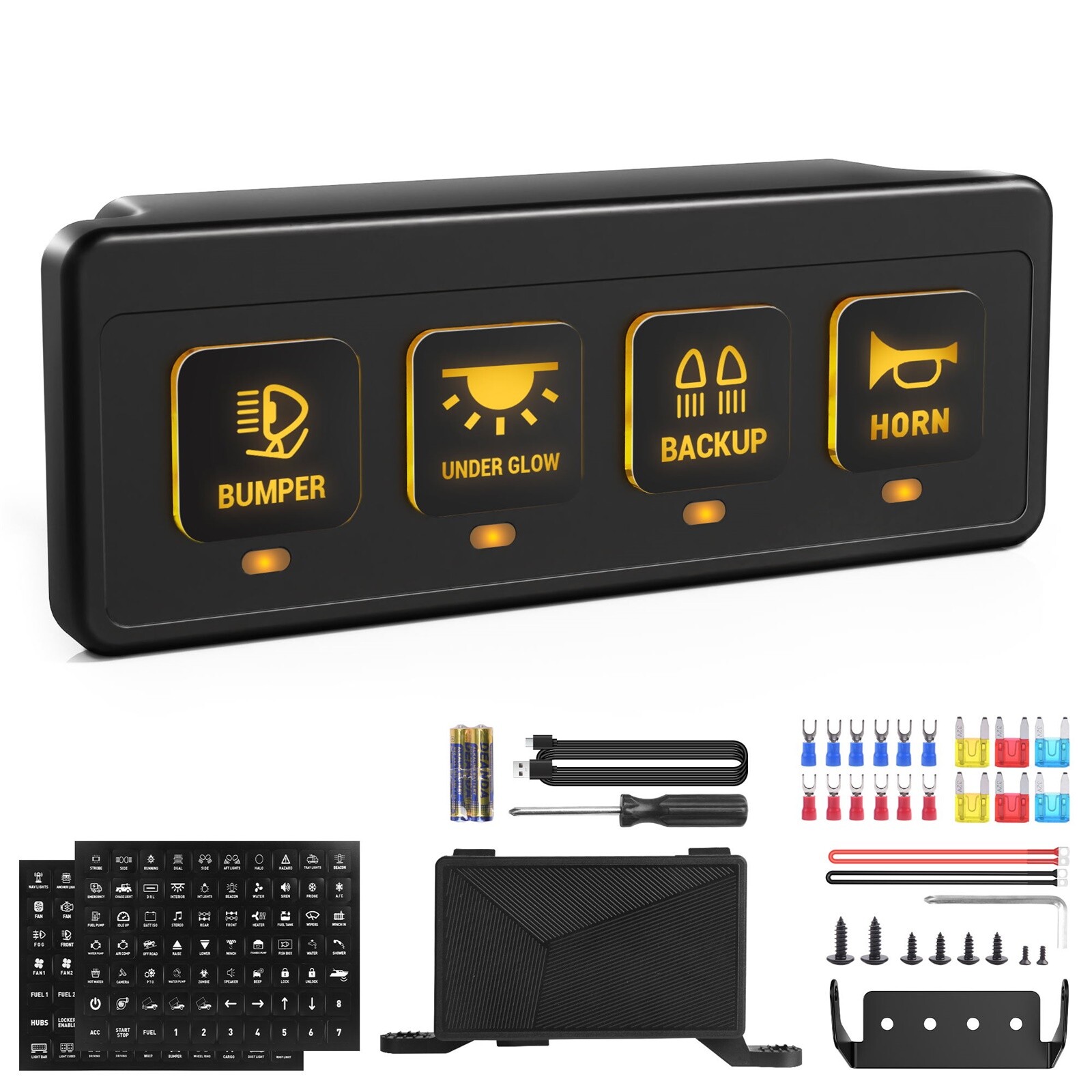 4 Gang Wireless Switch Panel Led Light Bar Remote Control Relay System Box