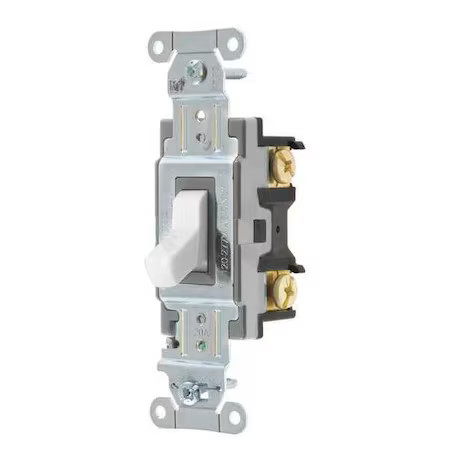 Hubbell Wiring Device-Kellems Csb120w Toggle Wall Switch, 1 Pole, 1 Hp, 20 A,