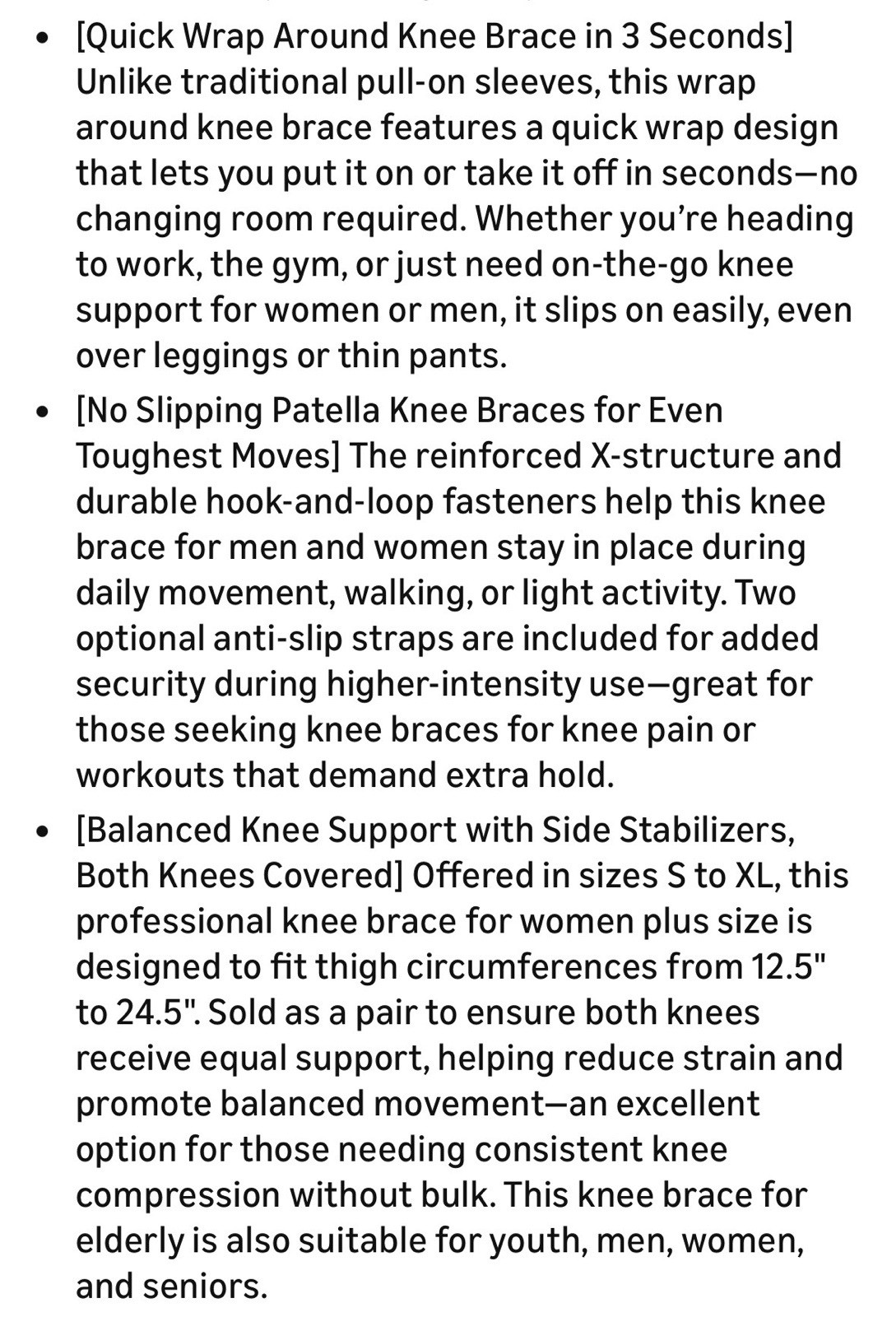 KneeBright Light Knee Brace Women/Strong Compression Men Side Stabilizers MEDIUM
