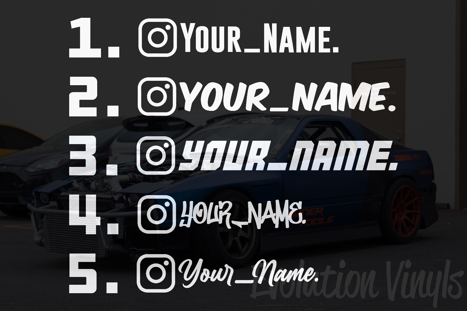 Personalized Instagram Sticker Vinyl Decal (x2) Car Window IG Username Drift JDM