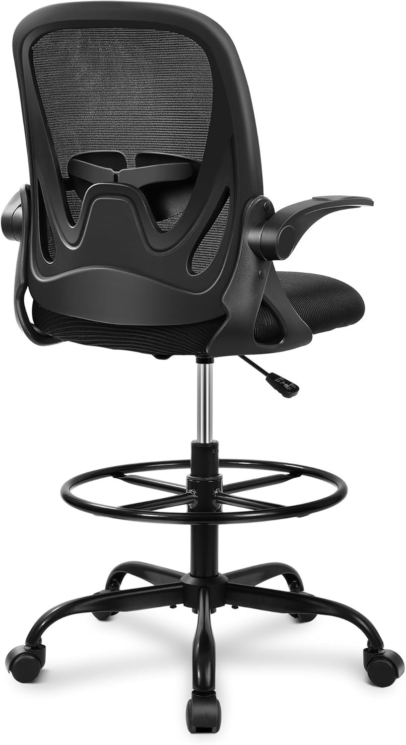 Drafting Chair Tall Office Chair with Flip-up Armrests Executive Ergonomic Co...