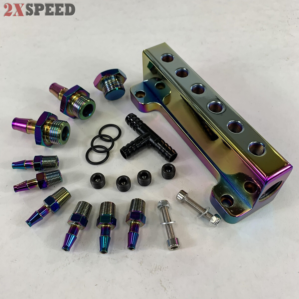Rainbow 1/8 NPT 6 Port Vacuum Manifold Kit for Turbo Wastegate Vacuum Intake