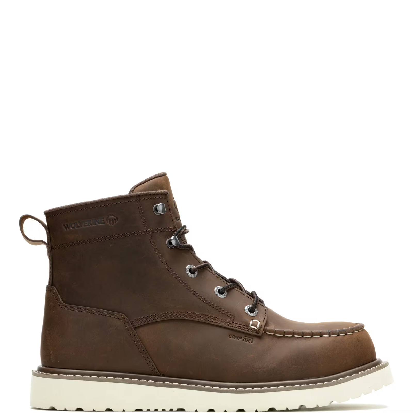 Wolverine Men Trade Wedge Unlined 6" Moc-Toe Composite-Toe Work Boot Shoes