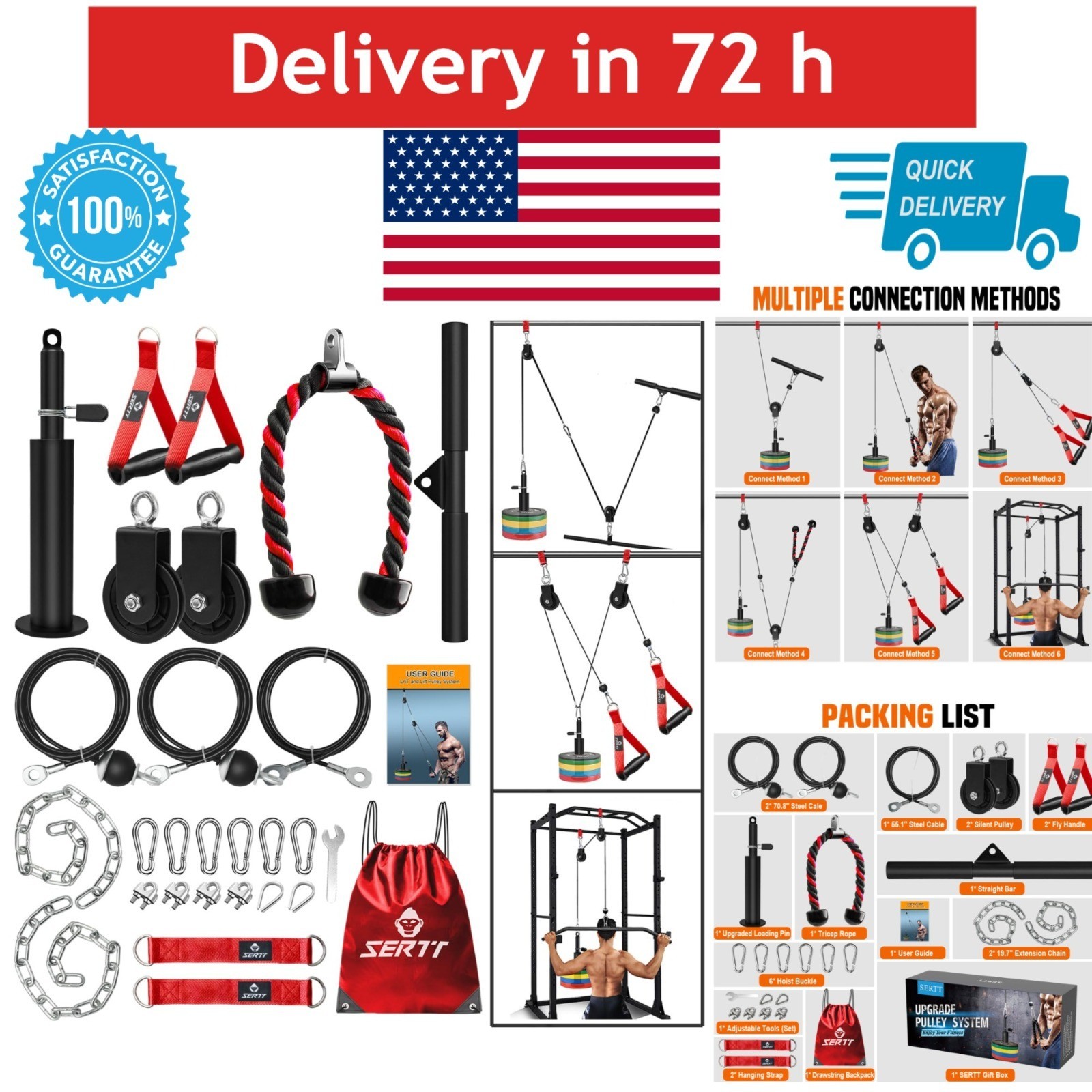 SERTT Weight Cable Pulley System - Upgraded Gym Attachments for Home