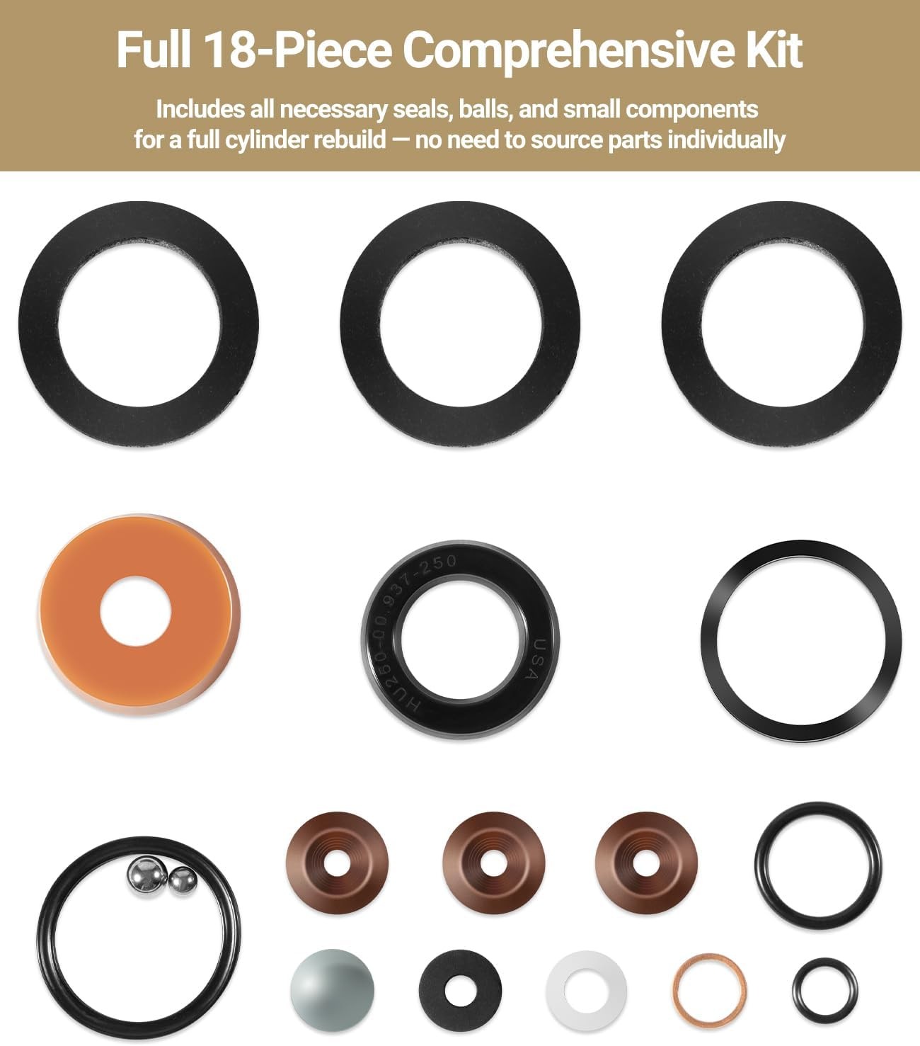 J-122 Hydraulic Seal Repair Kit for Lincoln Walker 1.5 Ton Floor Jack 18-Pack