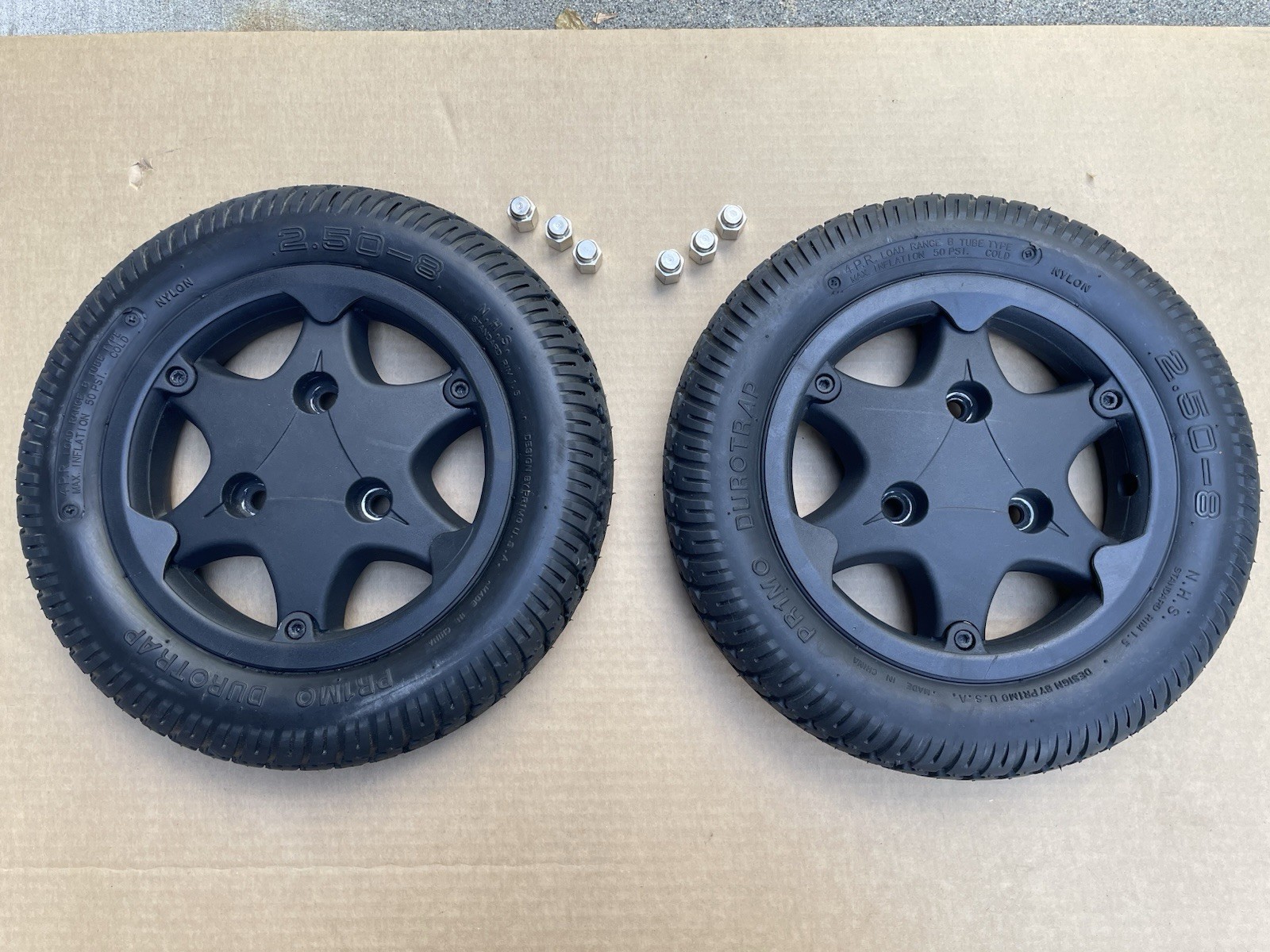 SUNRISE QUICKIE Q500M Q300M MAIN DRIVE WHEEL SET 2.50-8 PR1MO DUROTRAP 12" SET