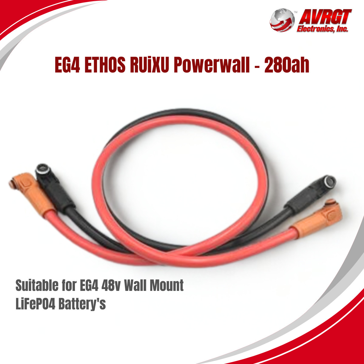 2/0 AWG Solar Battery Cable Set 280Ah Heavy Duty  Wire EG4 ETHOS RUiXU Powerwall