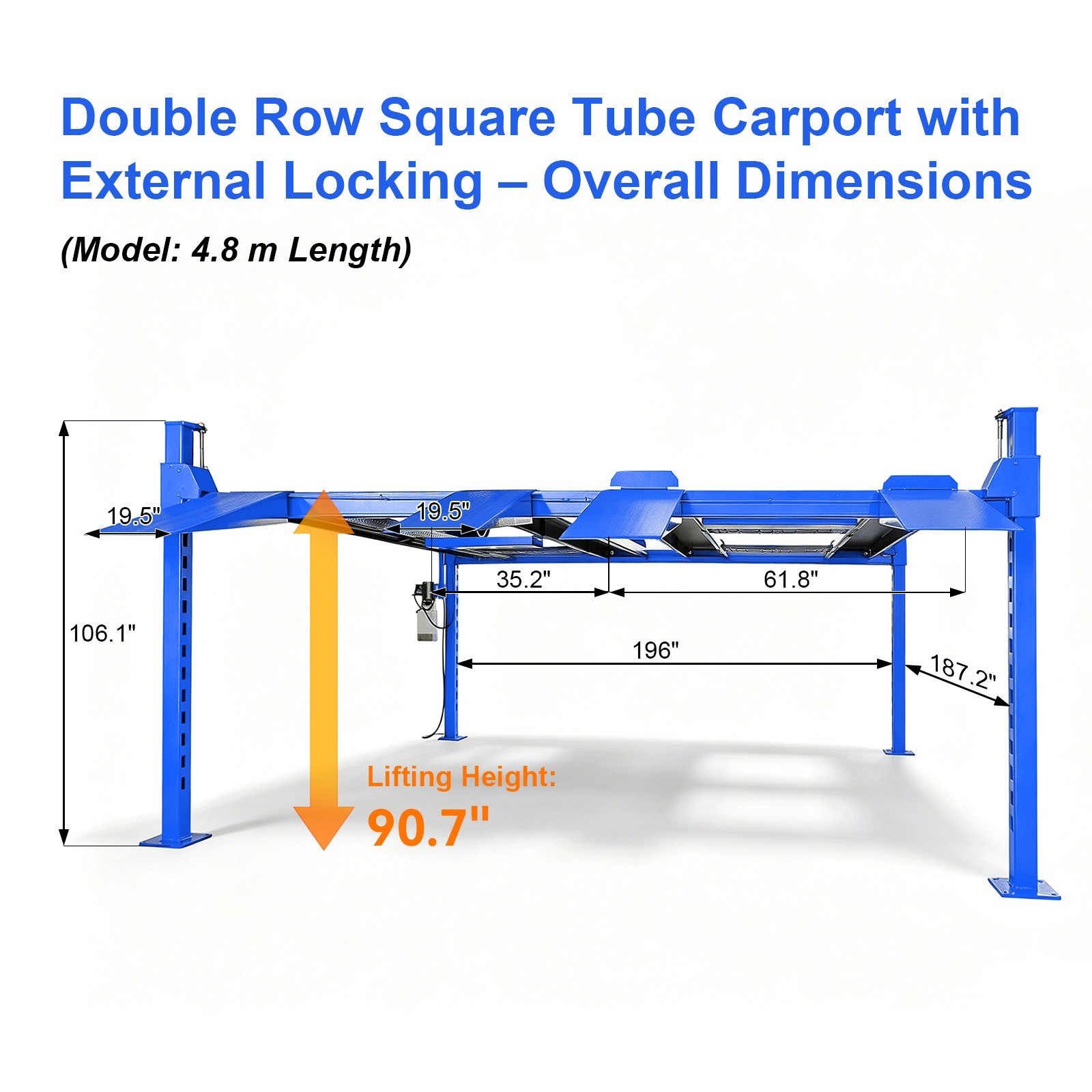 9000lb Double Sided 4 Post Car Lift Standard 78" Increased Height