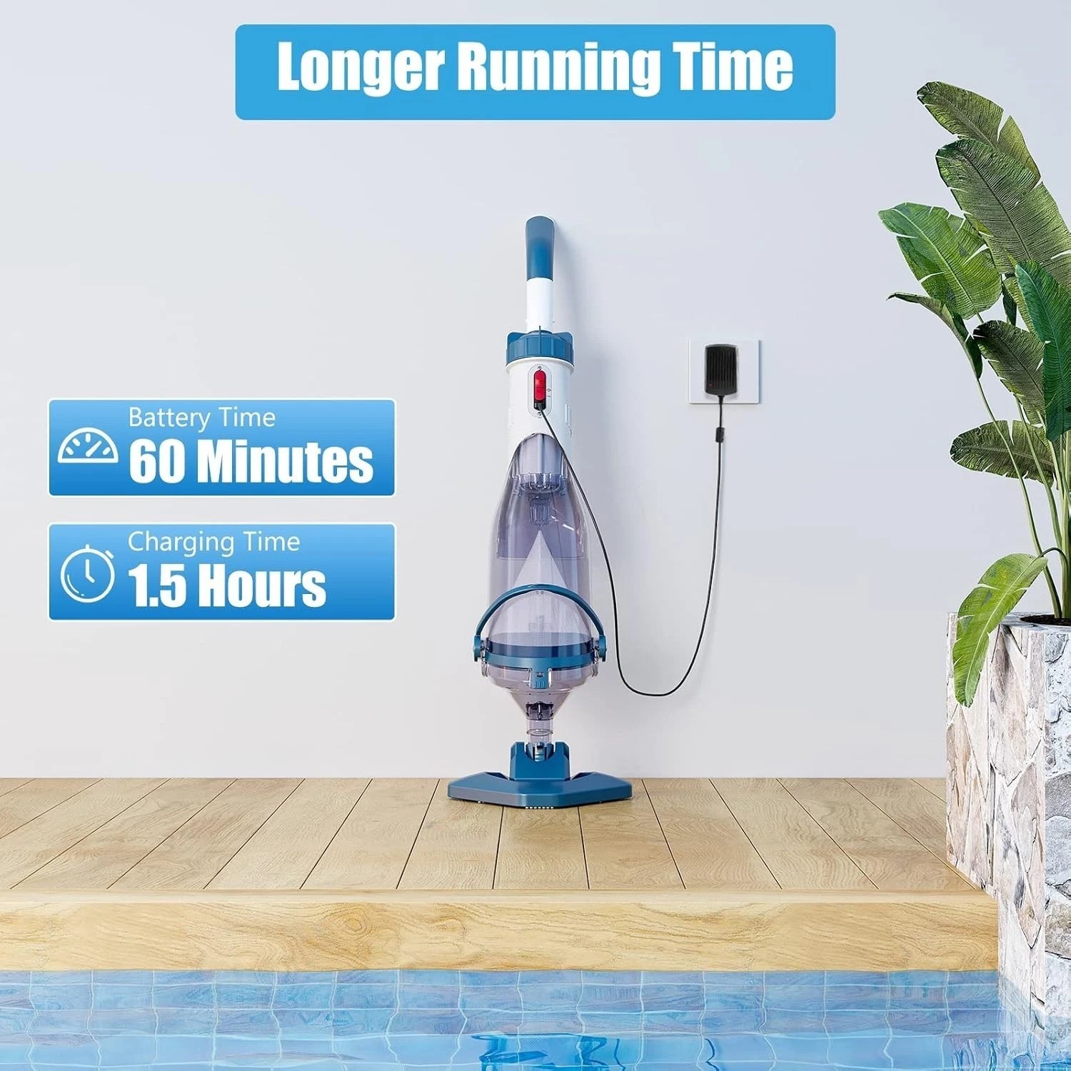 Rechargeable Pool Vacuum Cleaner with Telescopic Pole