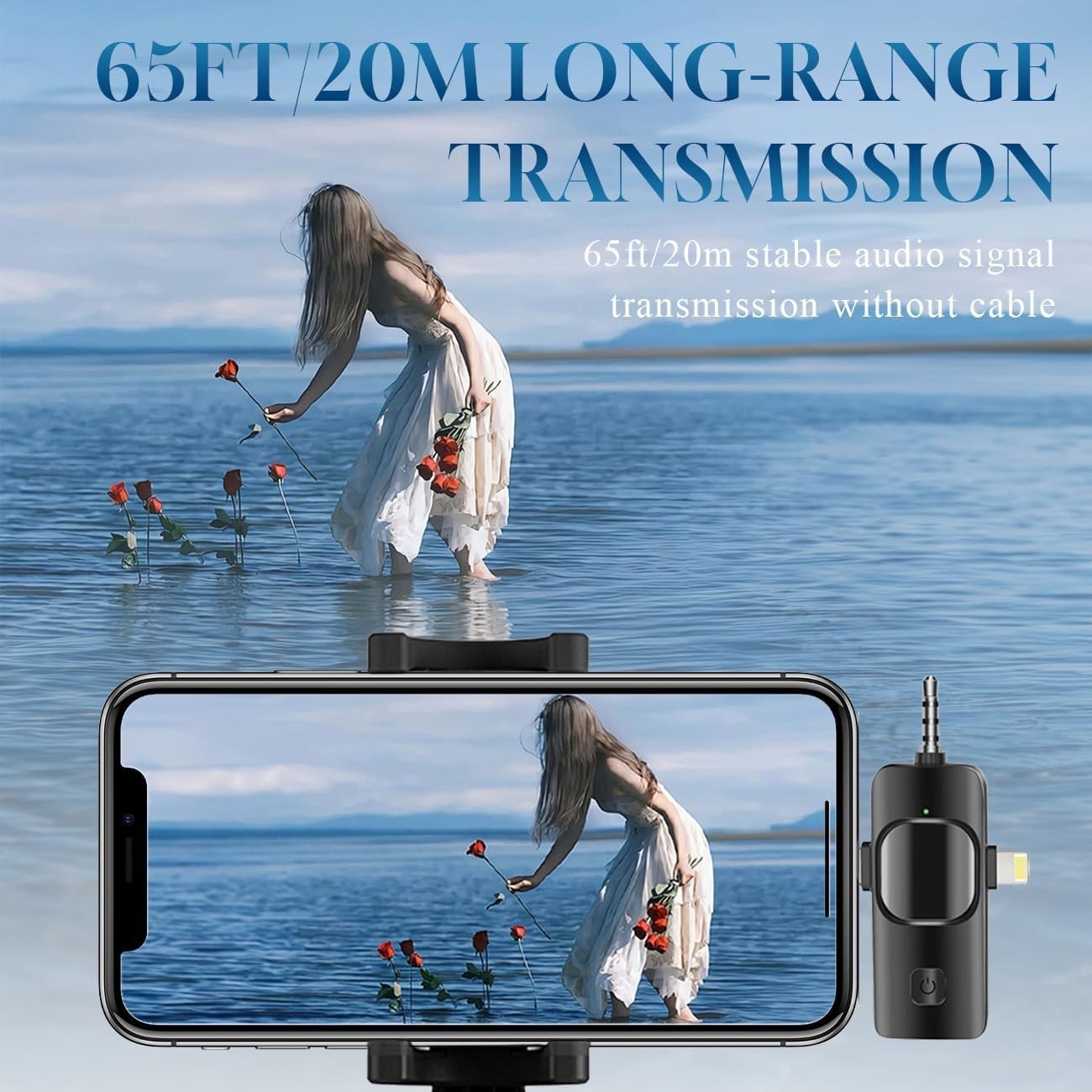 Professional Wireless Lavalier Microphone for YouTube, TikTok & Vlogging - Black