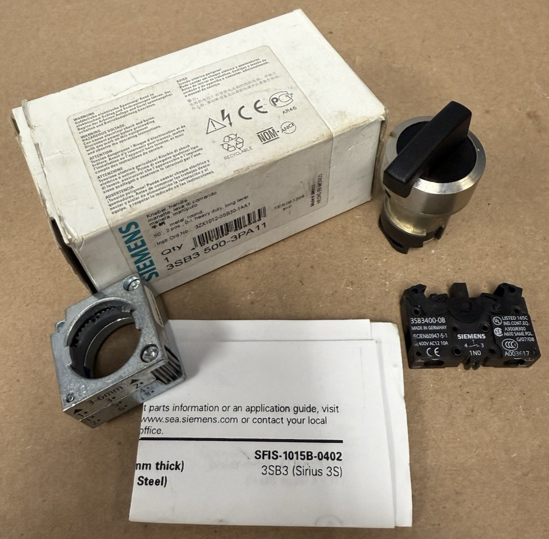 SIEMENS 3SB3 500-3PA11 HEAVY DUTY ROUND METAL LONG LEVER *NEW IN BOX*