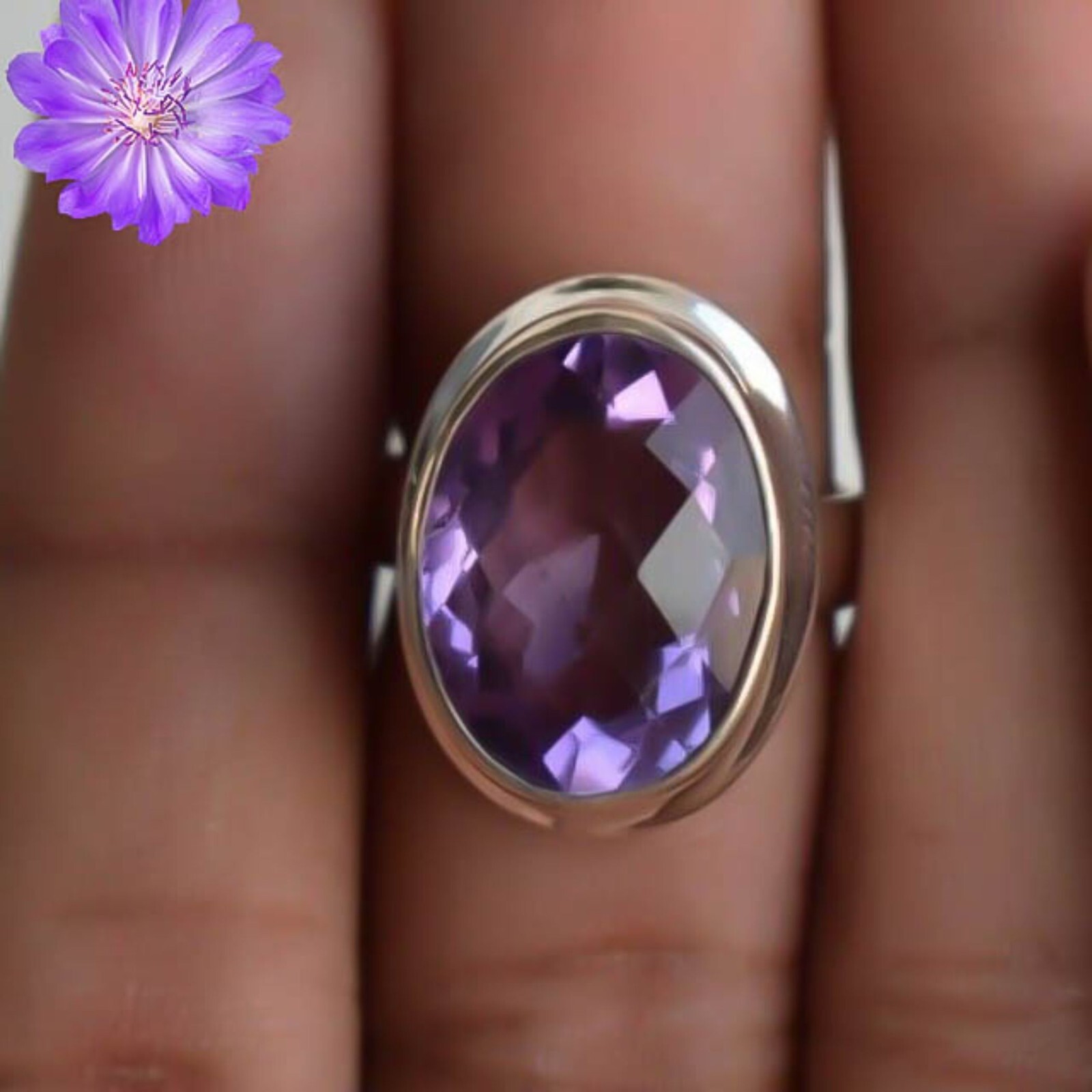 Amethyst Gemstone 925 Sterling Silver Ring Handmade Jewelry Ring For Gift