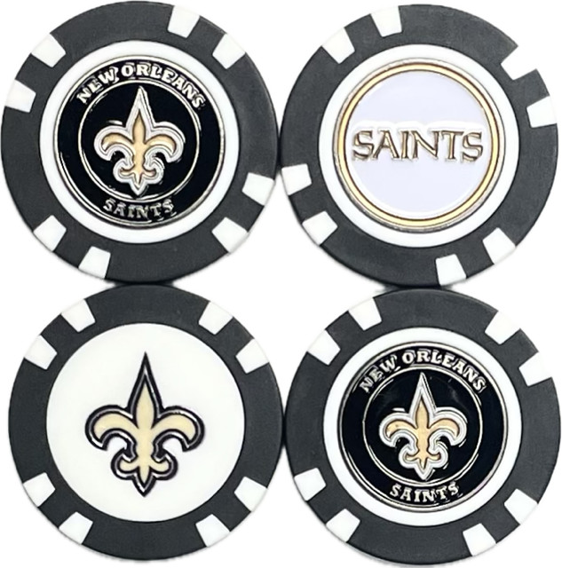 NFL New Orleans Saints Golf Poker Chips with Double-Sided Ball Markers (4pk)