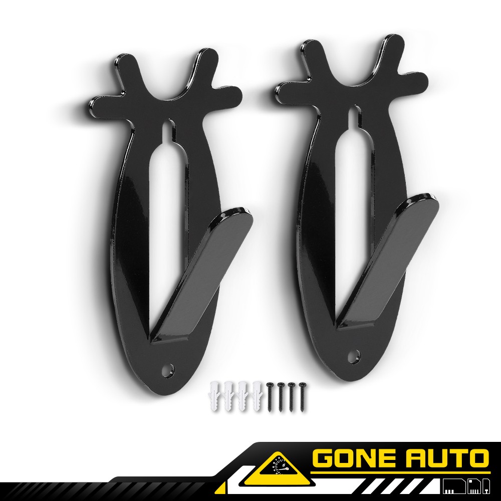 2PCS Antler Style European Mount Deer Skull Hanger Wall Bracket W/Hardware Black