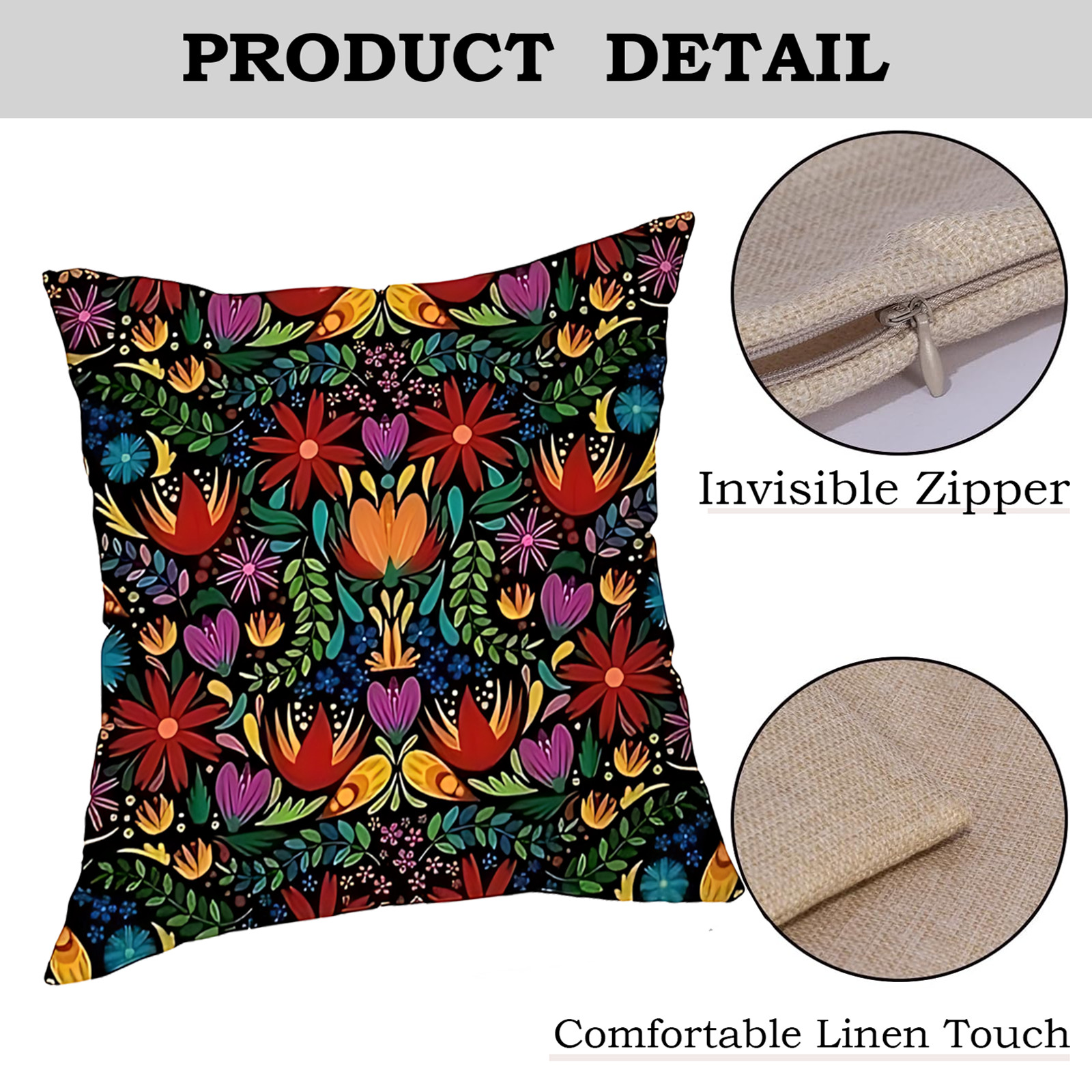 4pcs Mexican Fiesta Dragonfly Flower Short Plush Throw Pillow Covers 18x18 for D