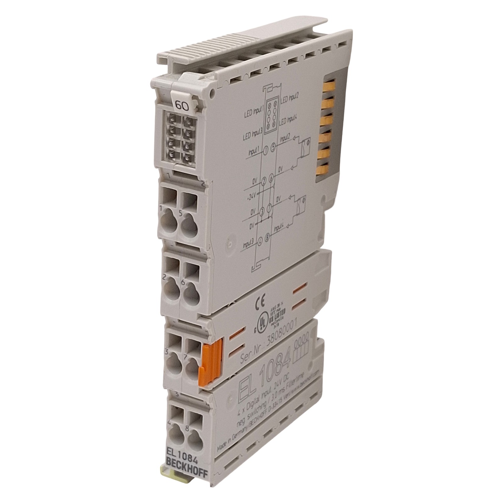 Beckhoff EL1084 EtherCAT Terminal, 4-Channel Digital Input, 3ms Filter, 24VDC