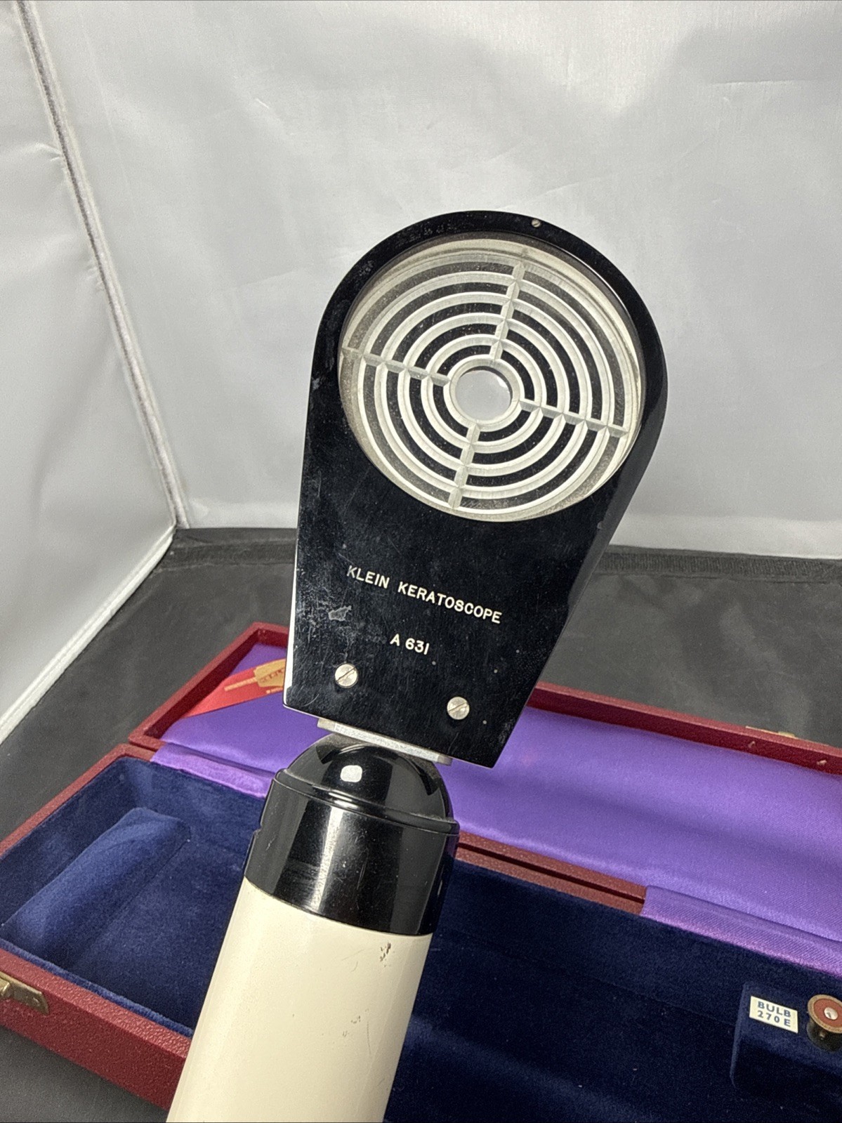 Keeler Klein Keratoscope with Case, Instructions, And Spare Bulb RARE