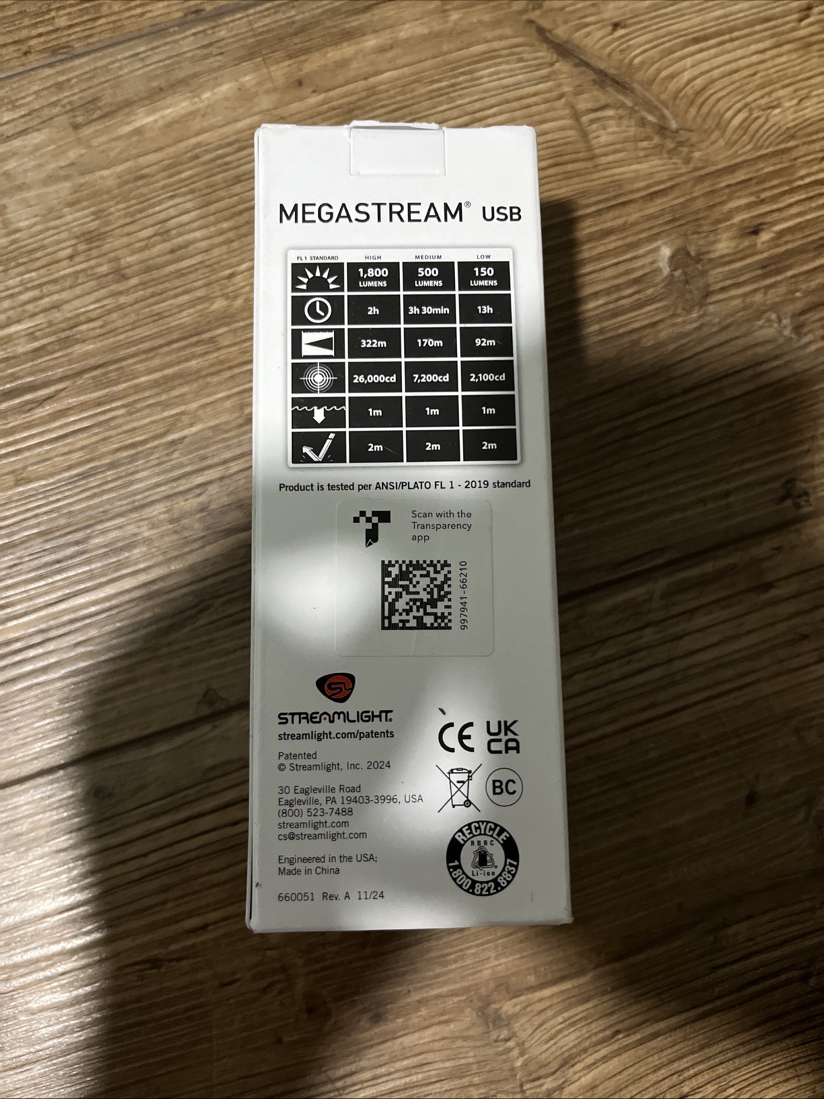 Brand new Streamlight MegaStream® Rechargeable USB LED Flashlight Black