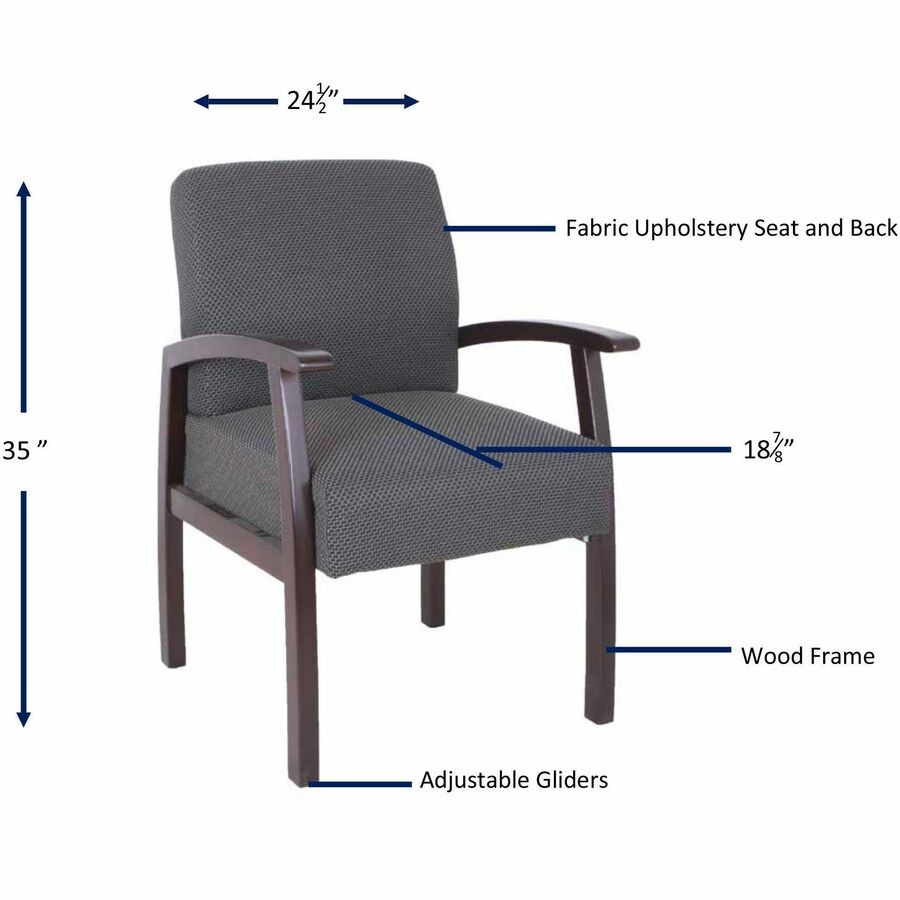 Lorell LLR68555 Deluxe Guest Chair - Espresso Frame 24x25x35.5