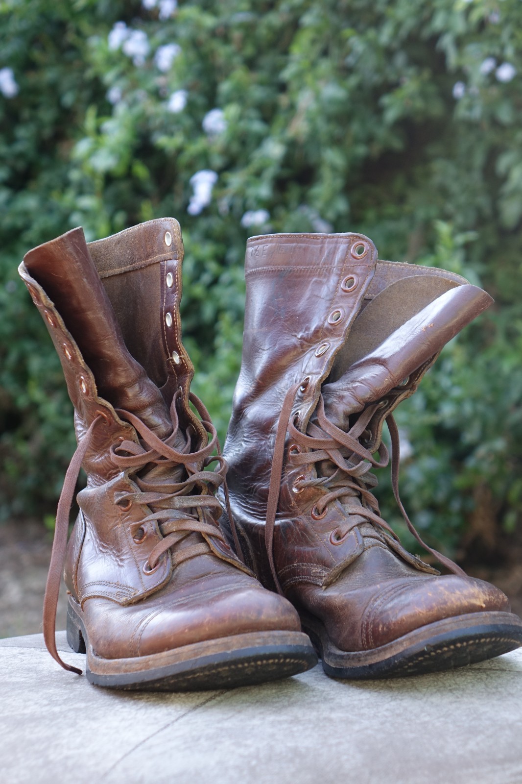 Vintage Combat Boots 7.5E Russet Brown International Boot Co. 10 Eye M-1948