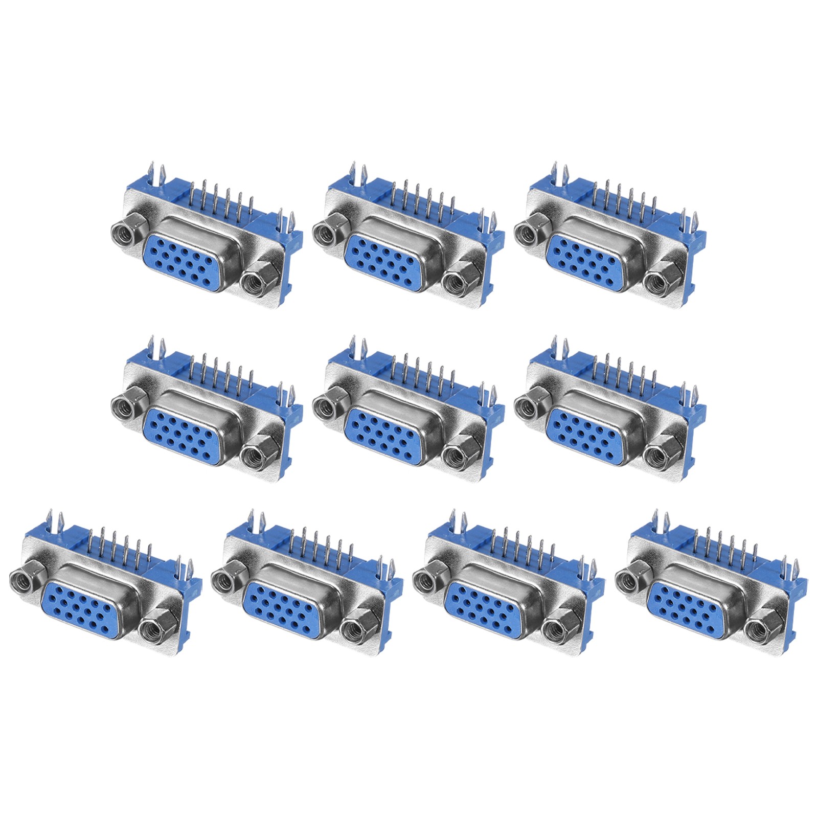 VGA Connector VGA15 Female Socket 15-pin 3-Row Female Serial Port Terminal 10Pcs