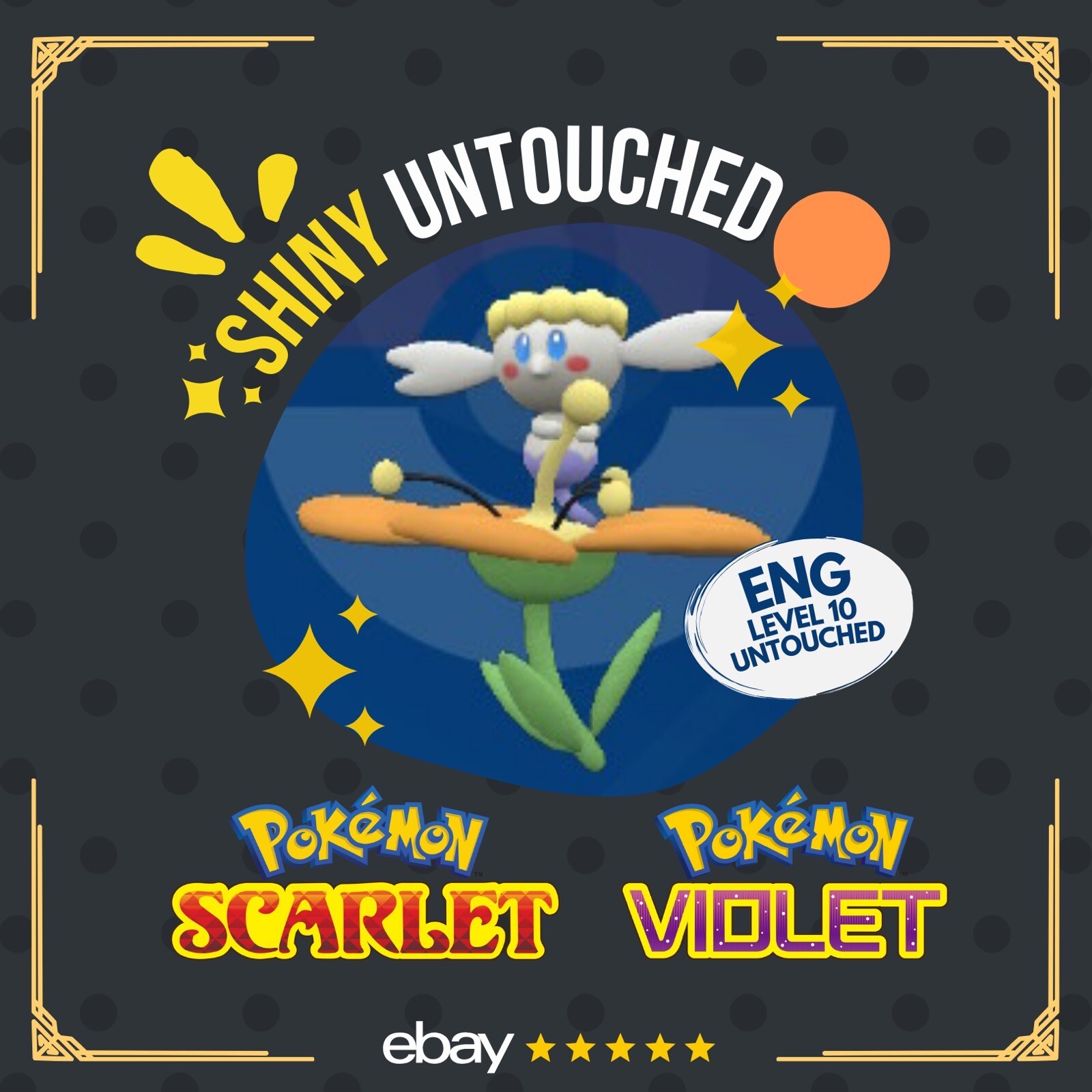 Flabebe Orange 🟠 Shiny Event Mass Outbreak Untouched IV Pokémon Scarlet Violet