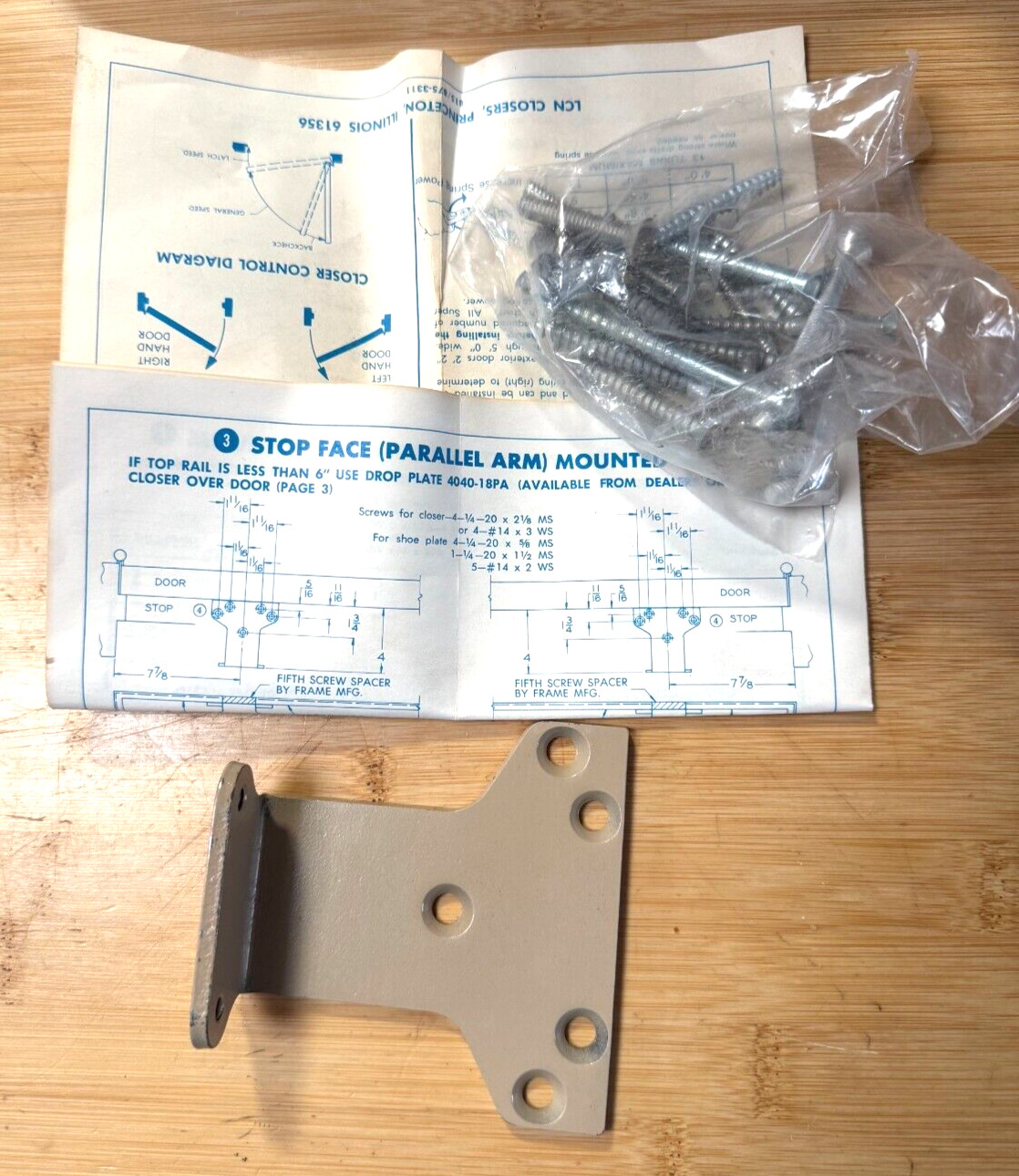 Lcn 4040-62 Door Closer Bracket Steel Bracket w/Screws ONLY!!! Tan in Color