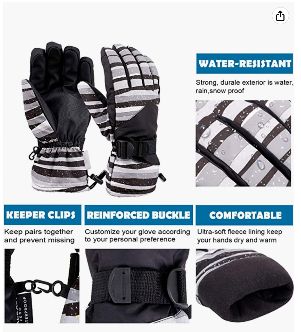 Galexia Zero Mens Womens Waterproof Touchscreen Ski Gloves