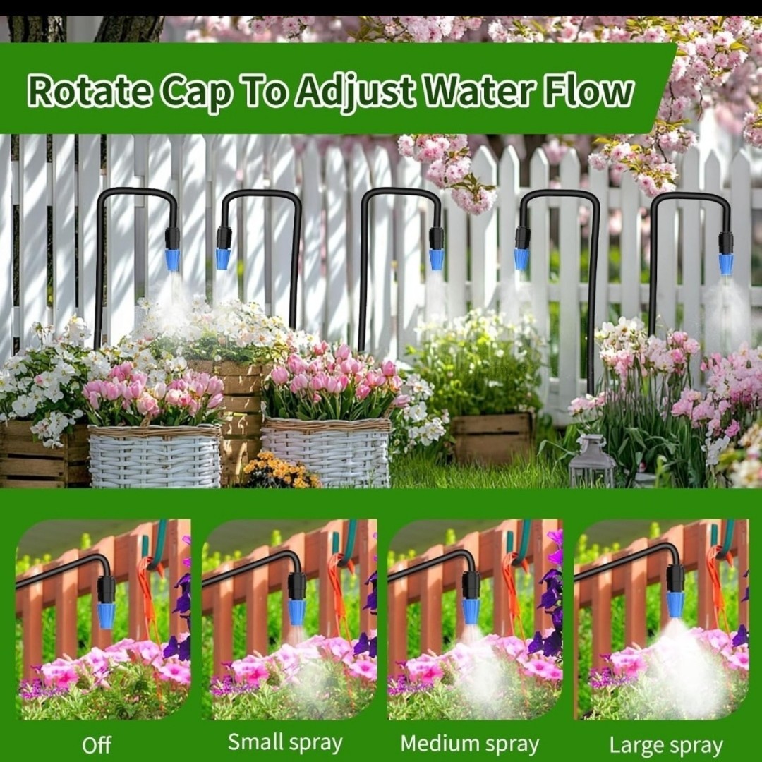 165FT Drip Irrigation System Kit w/ Timer Brass Connectors Adjustable Sprayers
