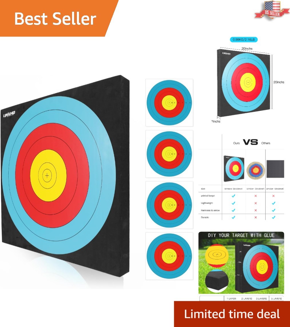 Compact 20'' Black Archery Target - Ideal for Competitions and Backyard Use