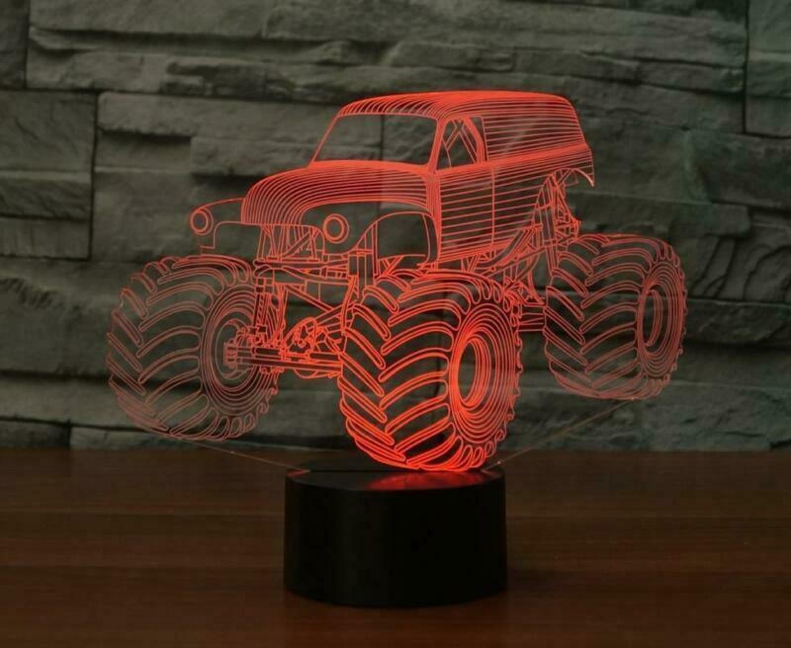 Large Grave Digger Monster Tractor 3D Desk Lamp 7 Changeable Colors Night Light