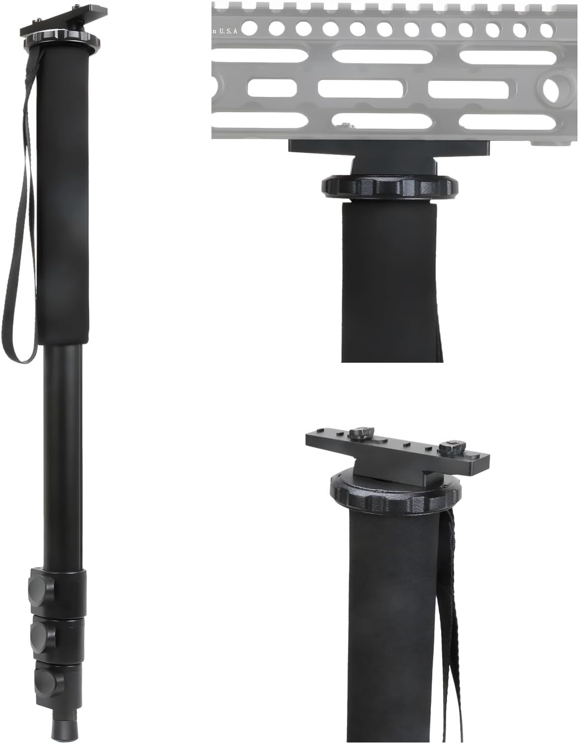 Adjustable Aluminum Rifle Monopod with EVA Grip for MLOK/KEYMOD Systems
