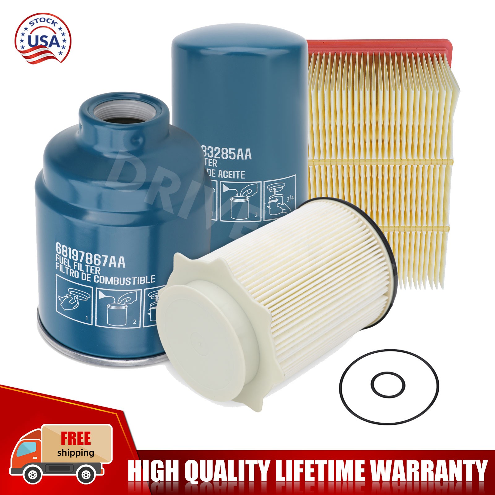 FOR 2013-2018 RAM 2500 3500 4500 5500 6.7L DIESEL AIR OIL FUEL FILTER KIT