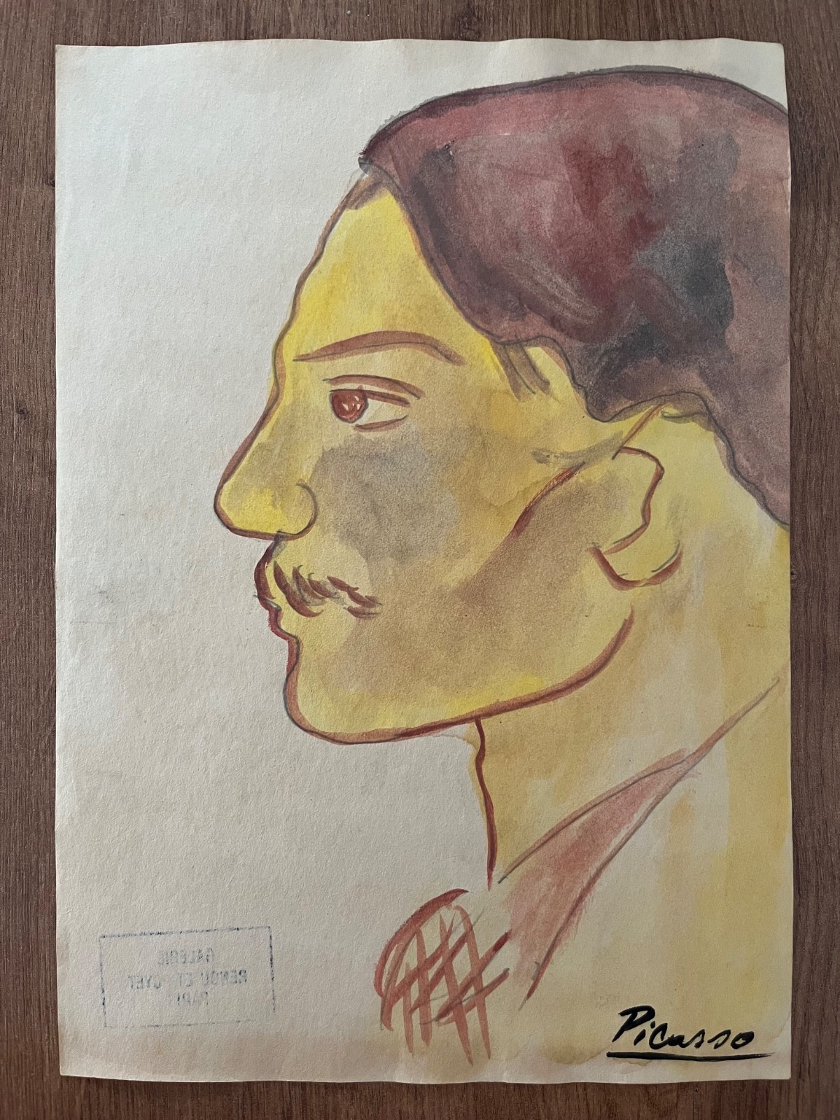 Pablo Picasso (Handmade) Mixed Media on Paper Painting signed and stamped