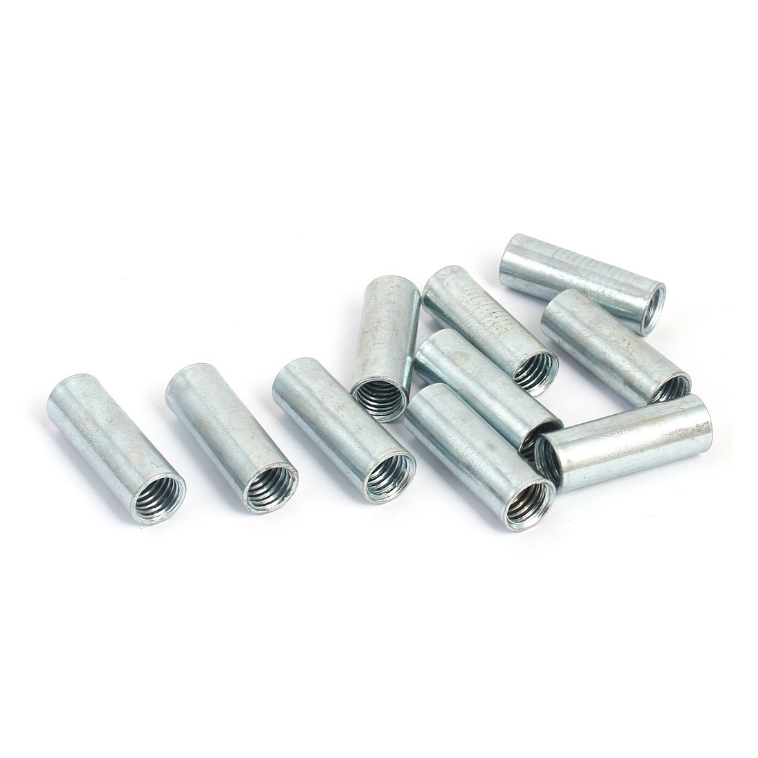 M10 Female Thread Rod Bar Stud Metal Round Coupling Connector Nuts 10 Pcs