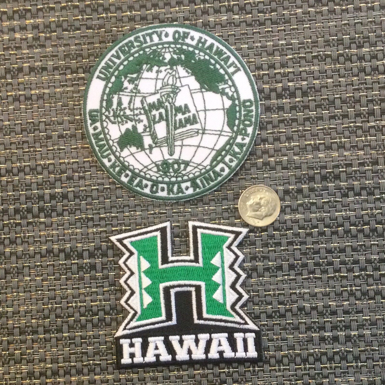 2 UH University Of  Hawaii VINTAGE EMBROIDERED IRON ON PATCHES Patch Lot