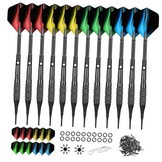 Soft Tip Darts Set (12 Pack) - 18g Darts with Aluminum Shafts for Electronic