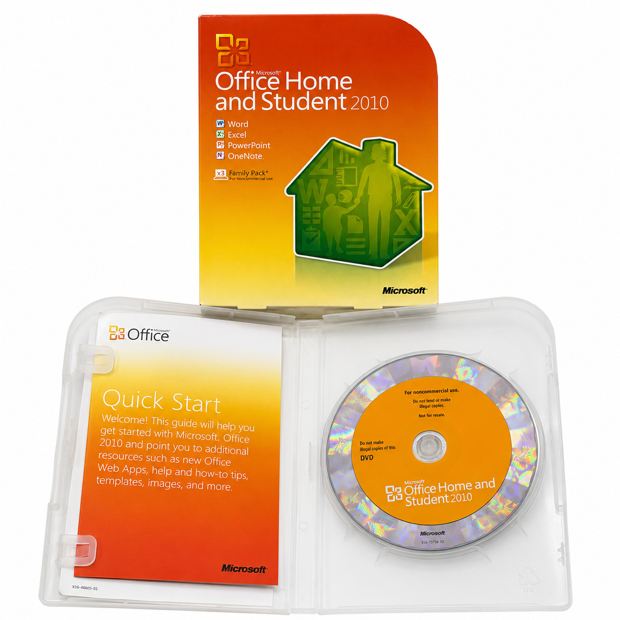 Microsoft Office Home and Student 2010 Family Pack DVD Key Included Untested