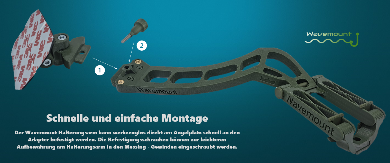 Wavemount 2 - Deeper Halterung Futterboot Schlauchboot Pro+ Chirp+ Chirp+2 NEU