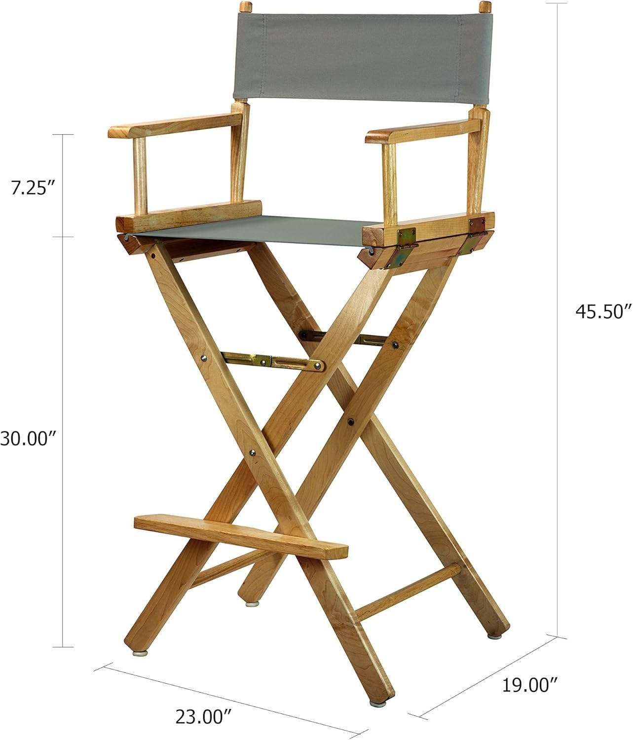 30" Director's Chair Natural Frame-with Grey Canvas Bar Height